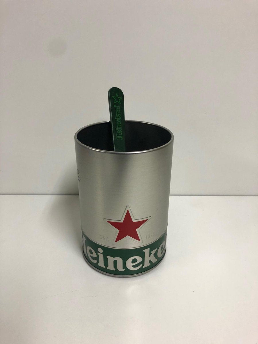 Heineken bierafschuimer + afschuimerbakje bier afschuimer + rvs barbakje