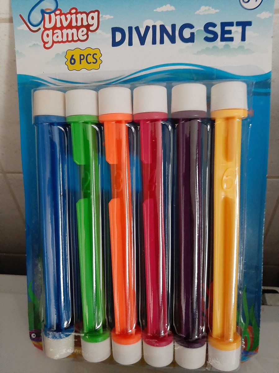 Diving game set -  Duikspel -  Zomer - Water - Zwembad - Opduiken - 6 duikstaven - Blauw groen oranje roze paars geel
