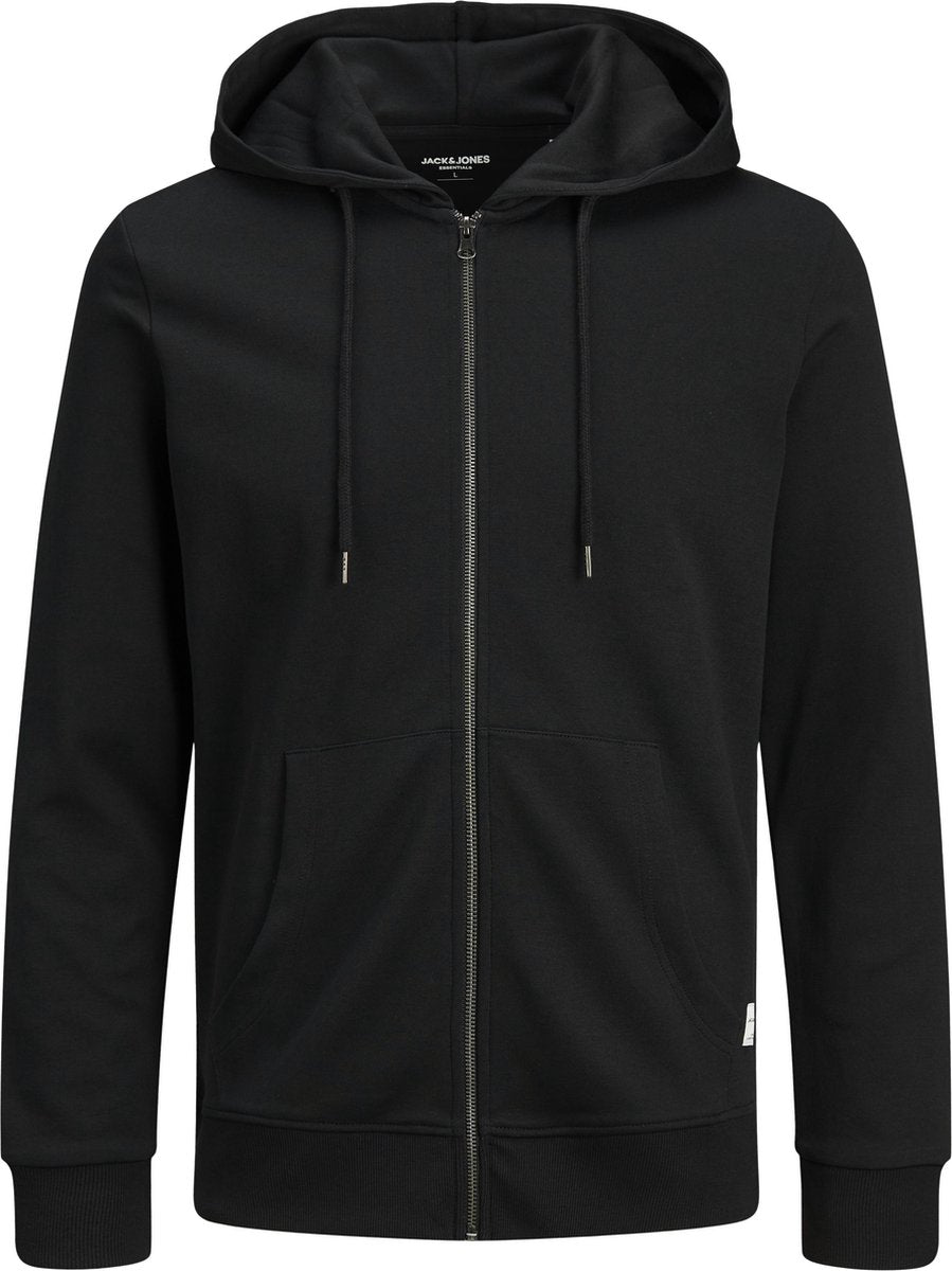 JACK&JONES PLUS JJEBASIC SWEAT ZIP HOOD NOOS PS - Black - Mannen - Maat 5XL