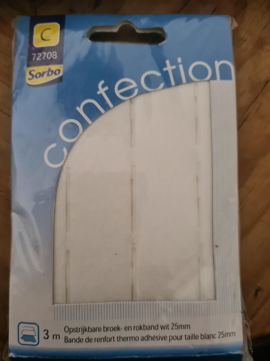 Opstrijkbare broek- en rokband wit 25mm Sorbo