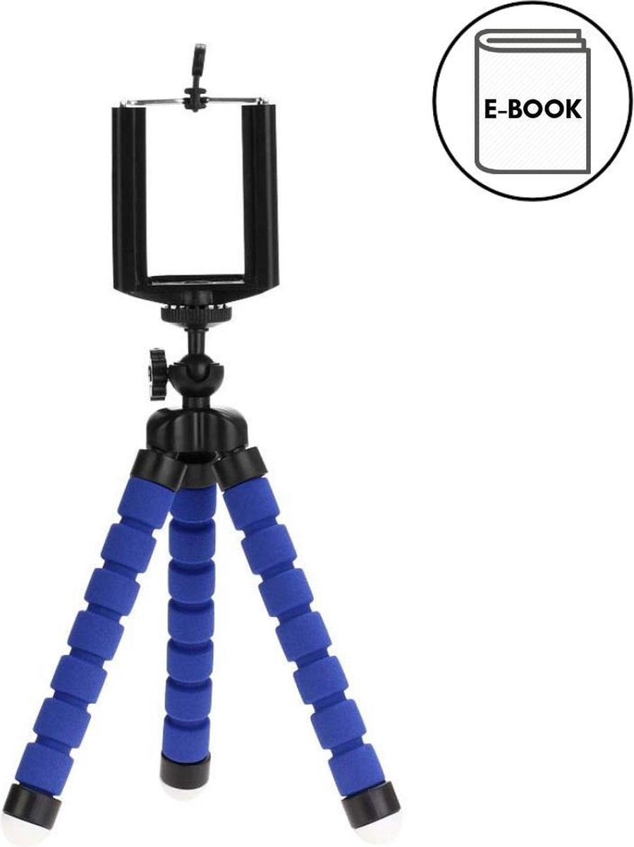 TECHSHARK Octopus Mini Tripod | Blauw | Inclusief E-Book | Universeel Afstelbaar