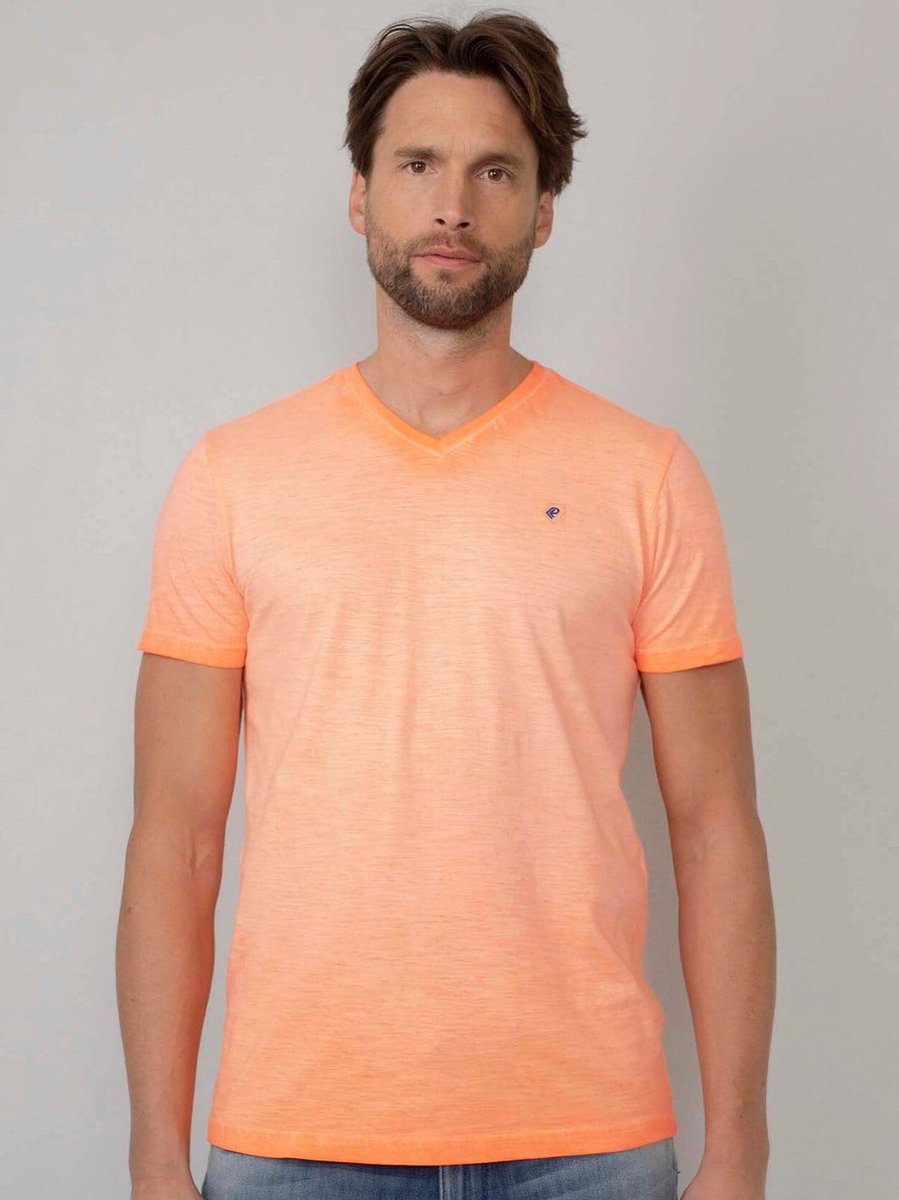 Petrol Industries - Heren Gemêleerd V-hals t-shirt - Rood - Maat XL