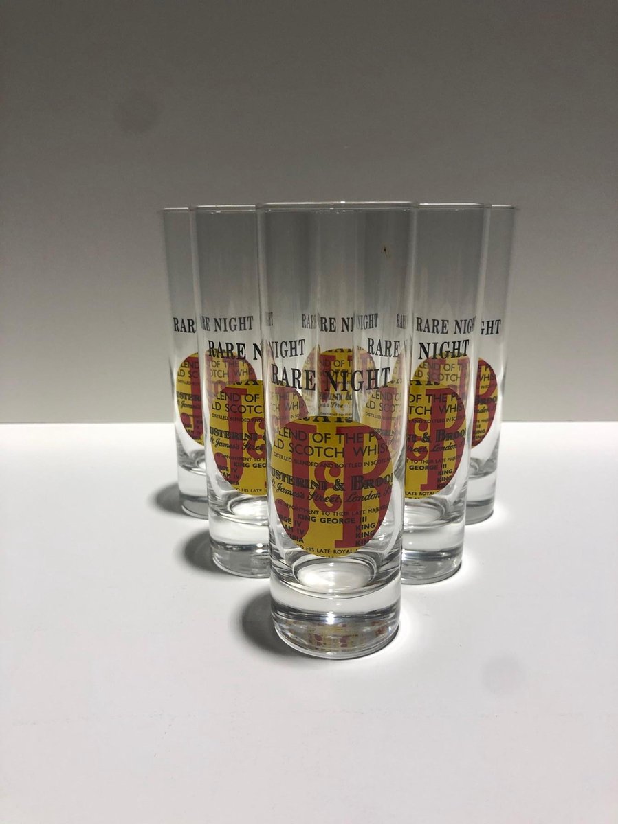 6x 20cl J&B rare night justerini & brooks scotch whisky longdrinkglazen longdrinks longdrinkglas