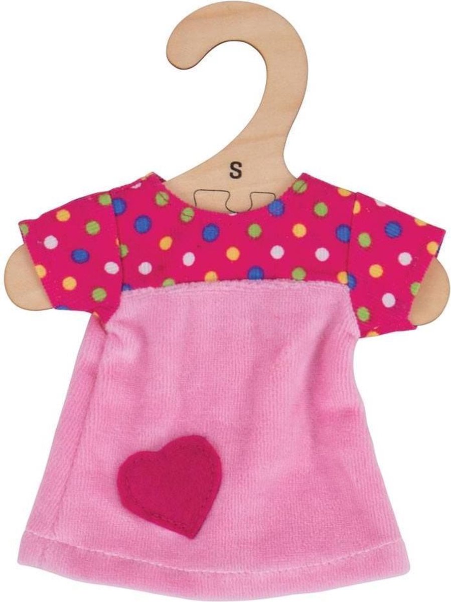 BIGJIGS Poppenkleertjes Jurk met stippen voor een Bigjigs pop van 25 cm