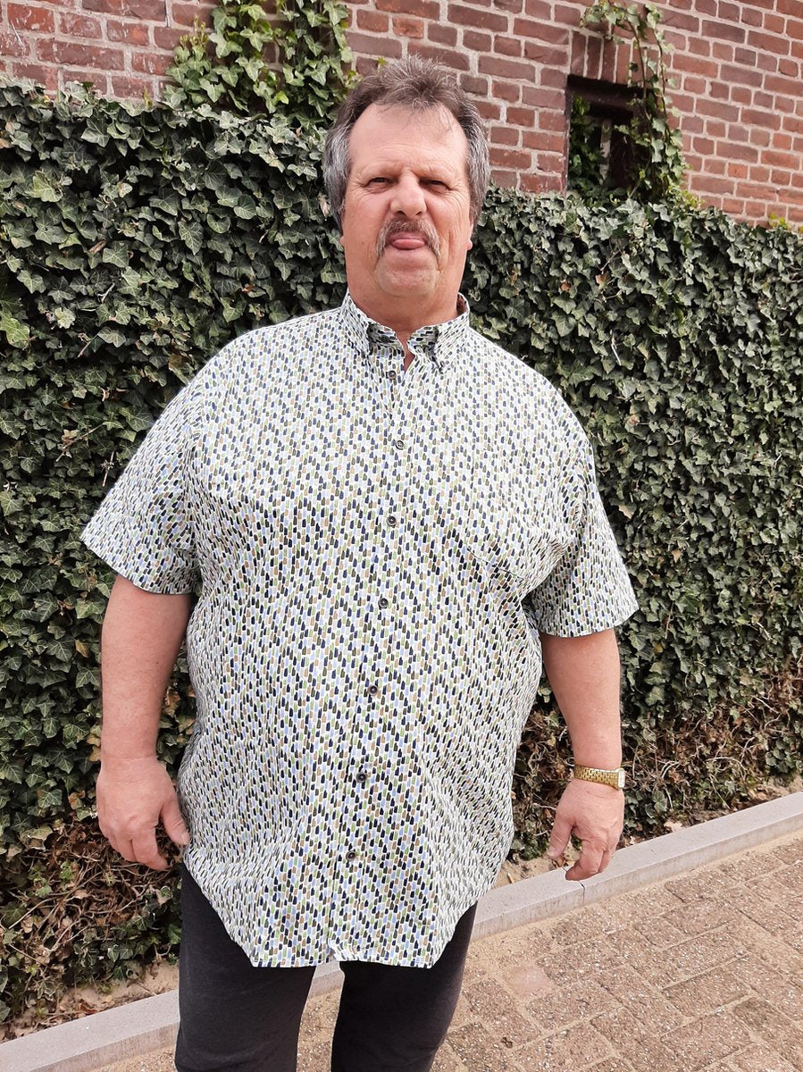 GCM Overhemd Meerkleurig Korte mouw Maat 4XL Big Men Size
