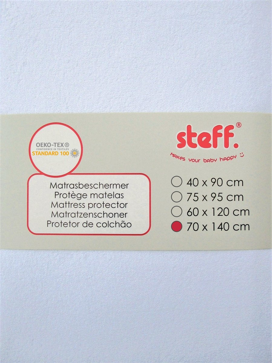 Steff - Matrasbeschermer - 70x140 cm - Wit - kwaliteitsvolle badstof met waterdichte PU-laag - OEKO TEX standard 100