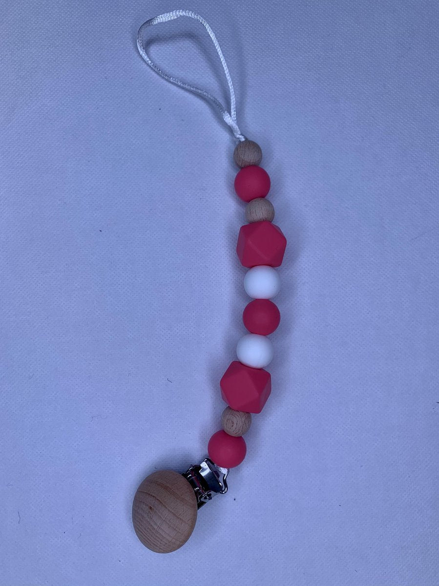 Speenkoord watermelon red | kralen | hout | siliconen | watermelon red | meisje | jongen | kraamcadeau | babyshower | handgemaakt