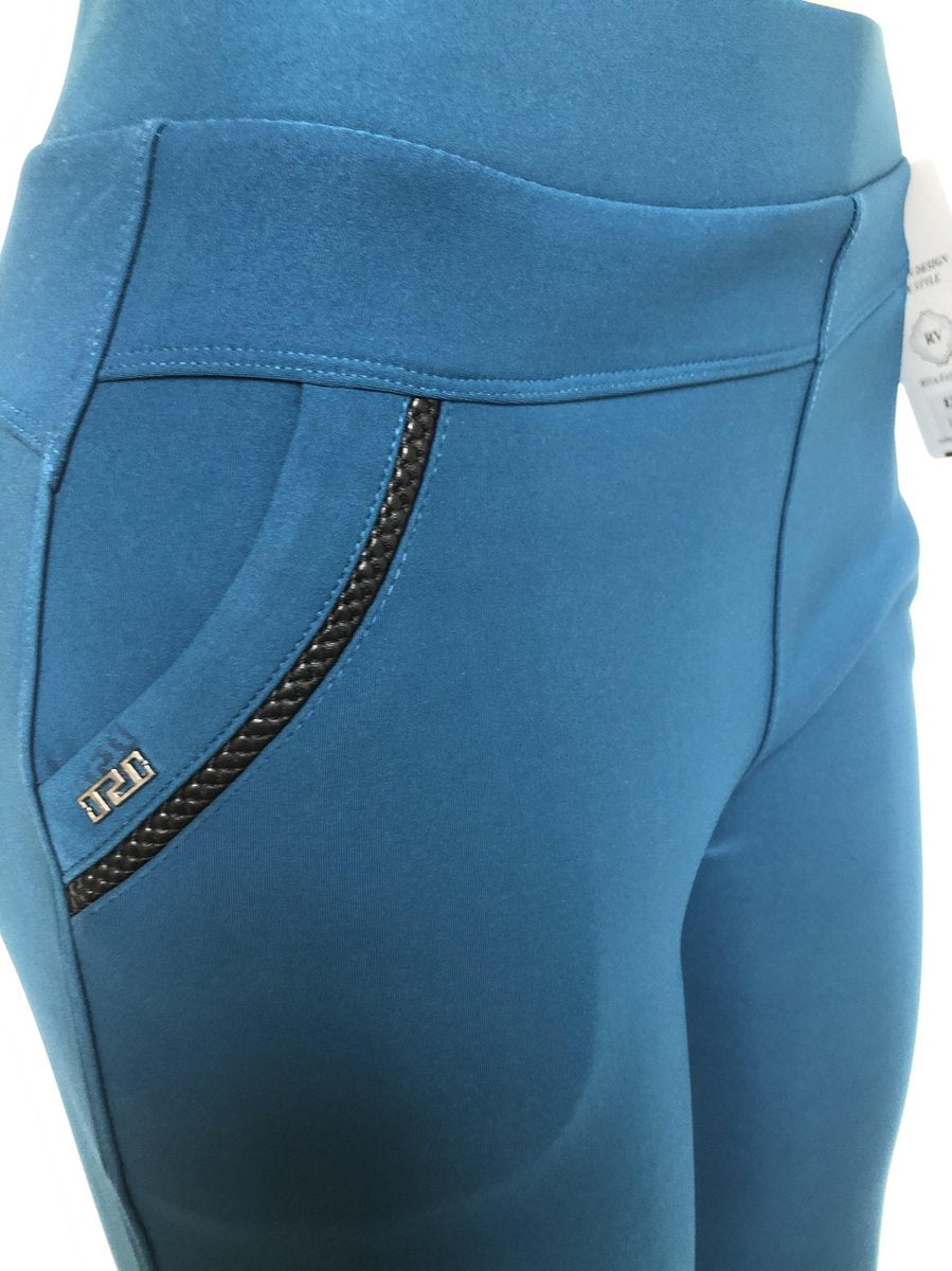 Comfortbroek/Legging - Damesbroek - Hoge taille _ Teal Blue - Stretch - 4XL/5XL