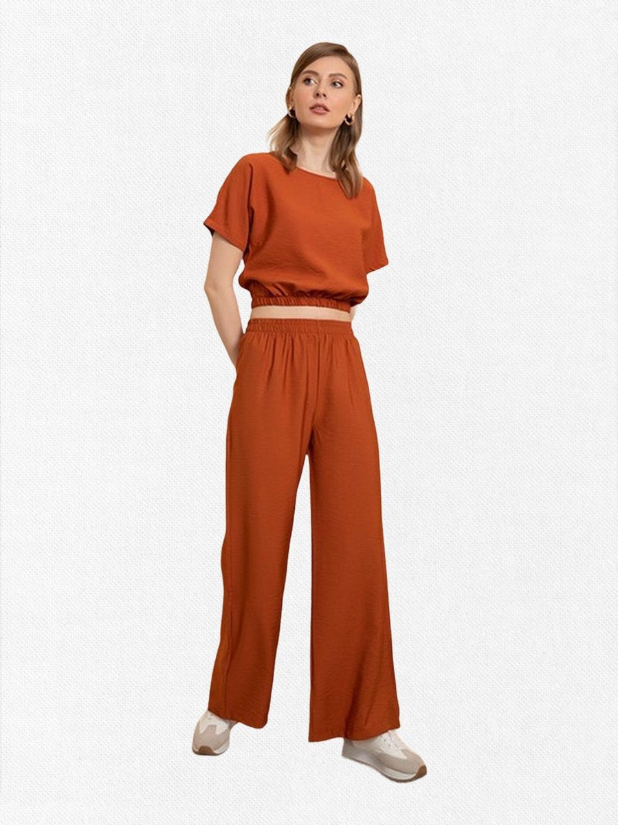 La Pèra Vrijetijdspak roestbruin Vrouwen tweedelige loungewear set Dames - Maat 36