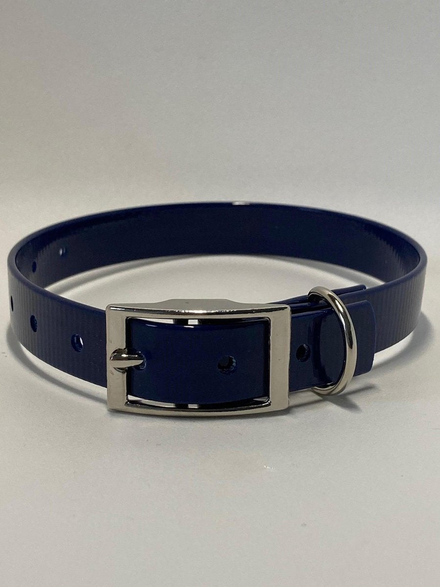 Halsband BioThane GOLD - DONKERBLAUW - 600mmX25mm - dubbele gesp