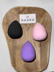 Nasra- Beauty Blender- Make-up Spons- Hoogwaardig kwaliteit- Roze- Paars- Zwart- Set 3 stuks