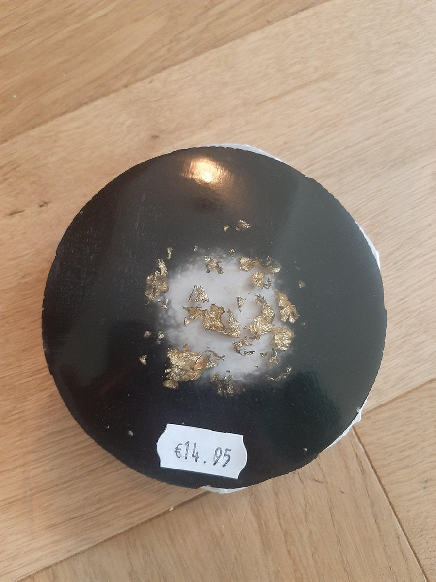 Alinterieur - Set van 6 Onderzetters - Rond - Zwartgoud - Handgemaakt