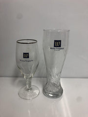 La trappe bierglas set 2x verschillende witte trappist voetglas 30cl & bokaal 50cl bierglazen