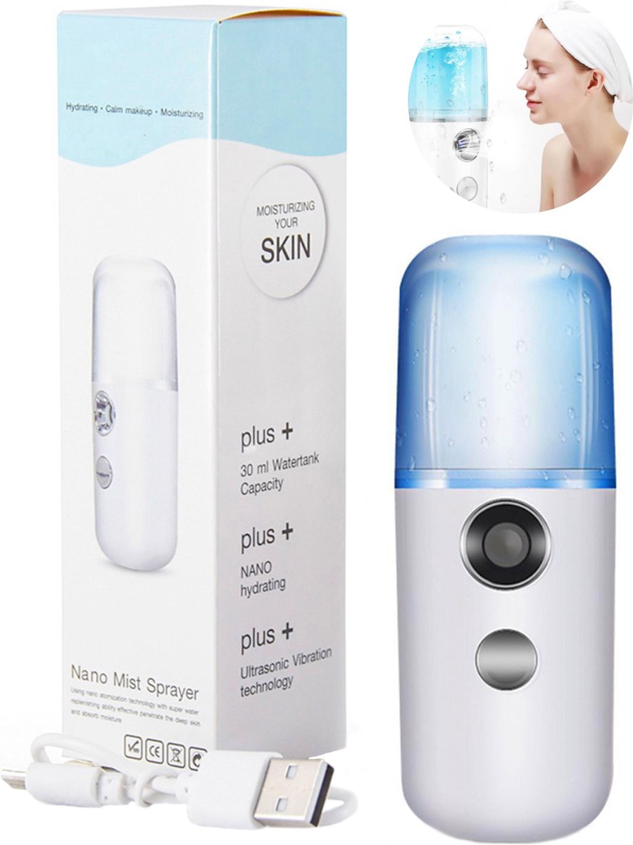 Nano Mist Sprayer – Gezichtssauna - Water Sprayer  – Mist Sproeier – Water Verstuiver - Wit