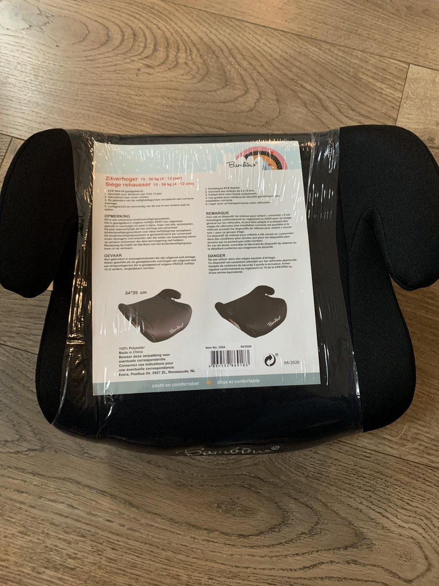 Zwarte Zitverhoger 15-36 kg autozitje verhoger peuter kind