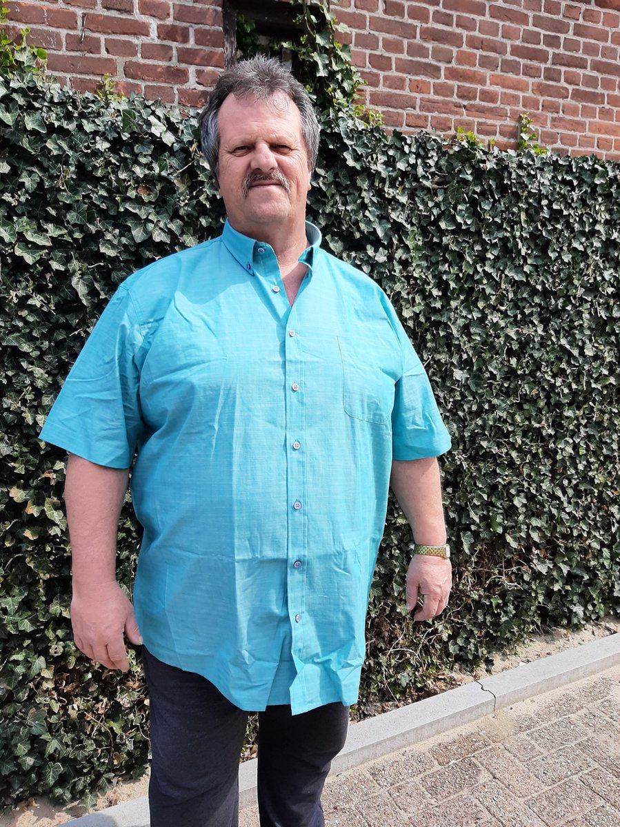 GCM groen/blauw overhemd Korte mouw Big men size maat 4XL