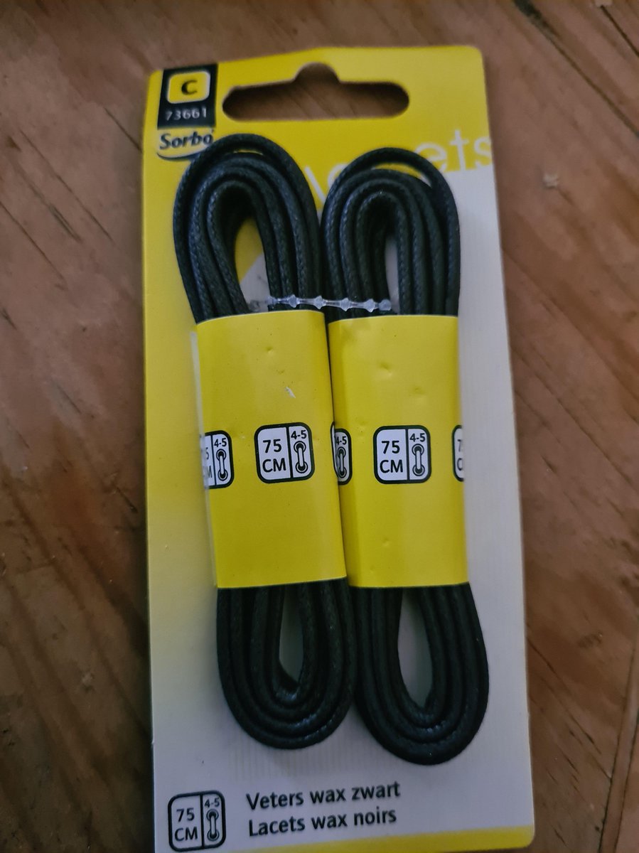 Sorbo zwarte wax veters 75cm - 2 paar schoenveters gewaxt zwart