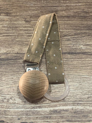 Speenkoord – Kraamcadeau – Baby – Beige - Stippen