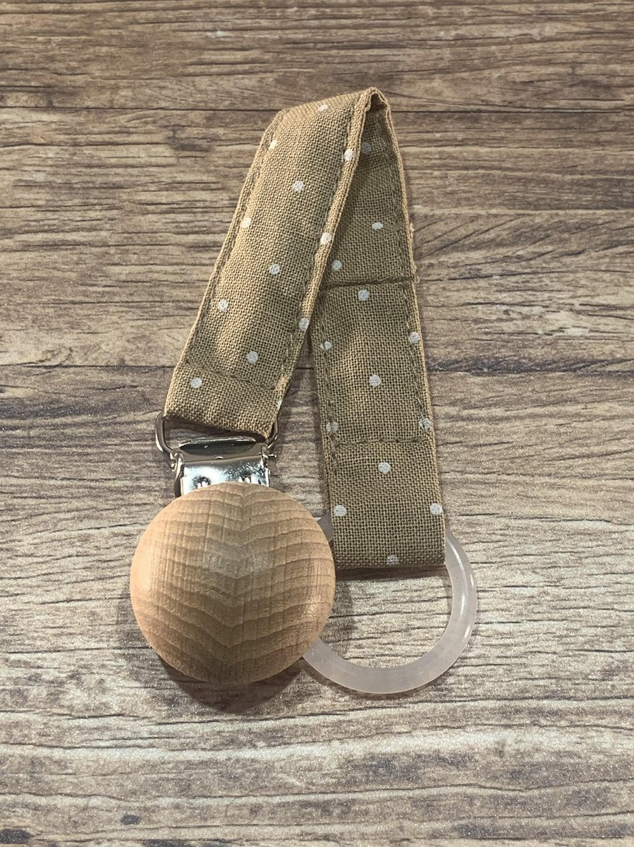 Speenkoord – Kraamcadeau – Baby – Beige - Stippen