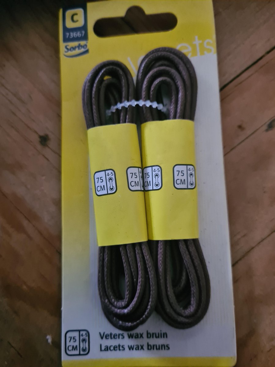 Veters wax bruin 75cm 4-5 Sorbo