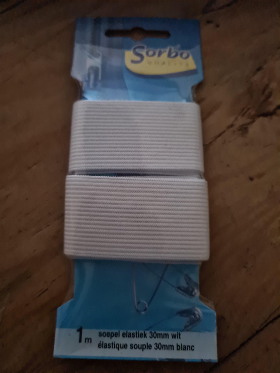 Sorbo 1m Soepel elastiek 30mm Wit