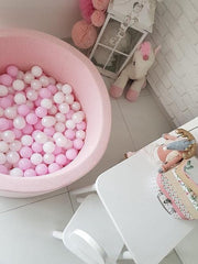 Ballenbad 90x40cm DESIGN inclusief 200 ballen - Roze: wit