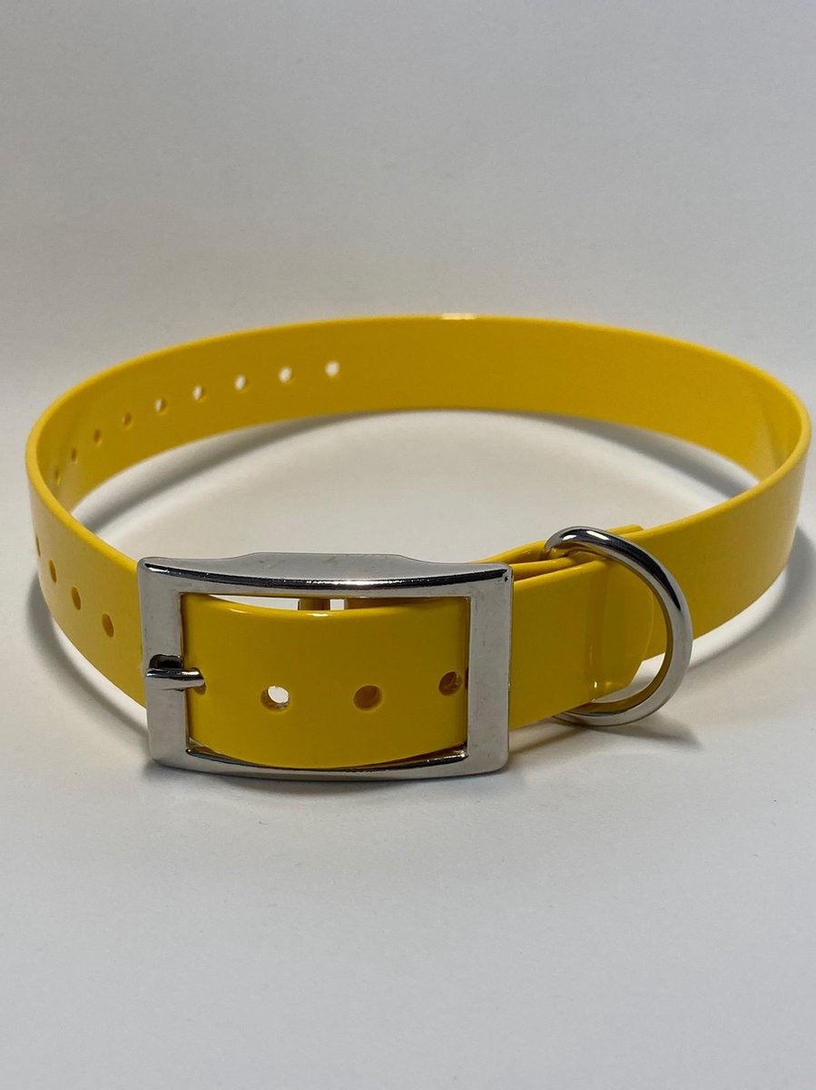 Halsband BioThane GOLD - GEEL - 600mmX25mm - dubbele gesp