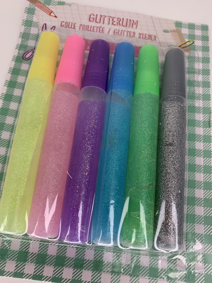 glitter lijm set 6 stuks