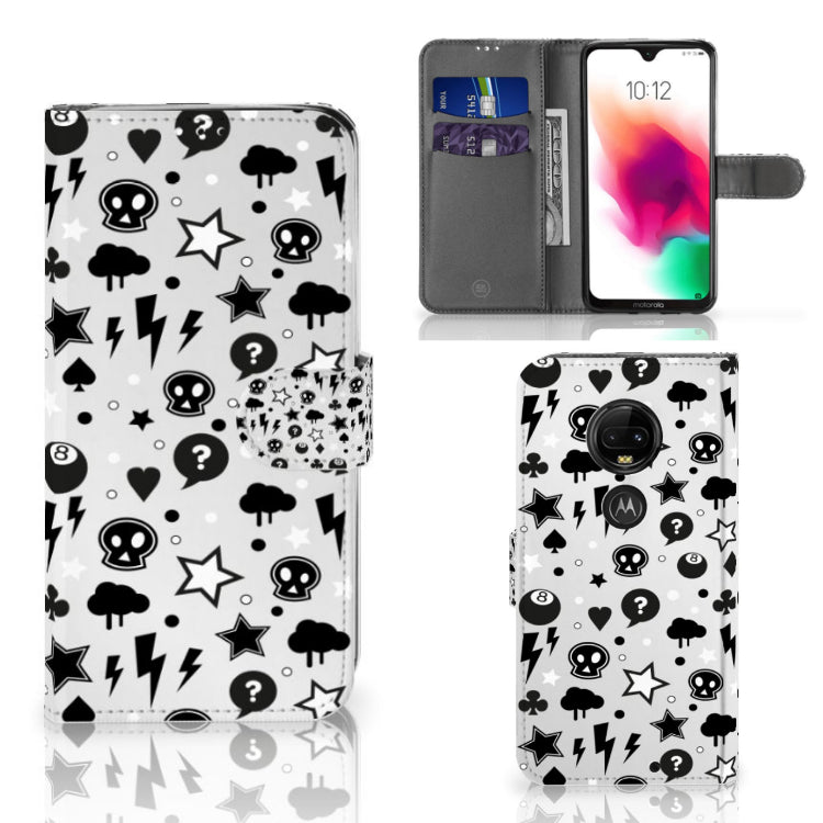 Telefoonhoesje met Naam Motorola Moto G7 | G7 Plus Silver Punk | Portemonnee hoesje