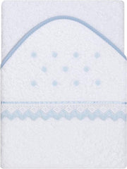 Interbaby Badcape Stippen Junior 100 Cm Katoen Wit/blauw