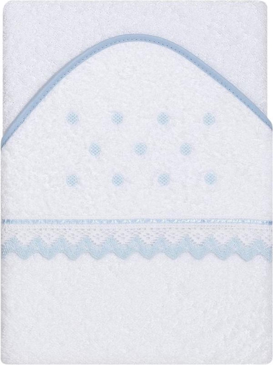 Interbaby Badcape Stippen Junior 100 Cm Katoen Wit/blauw