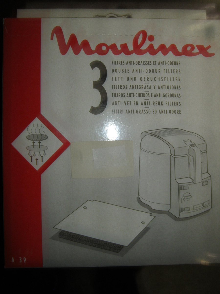 3 stuks Moulinex anti-vet en anti-reukfilters voor friteuses type A39