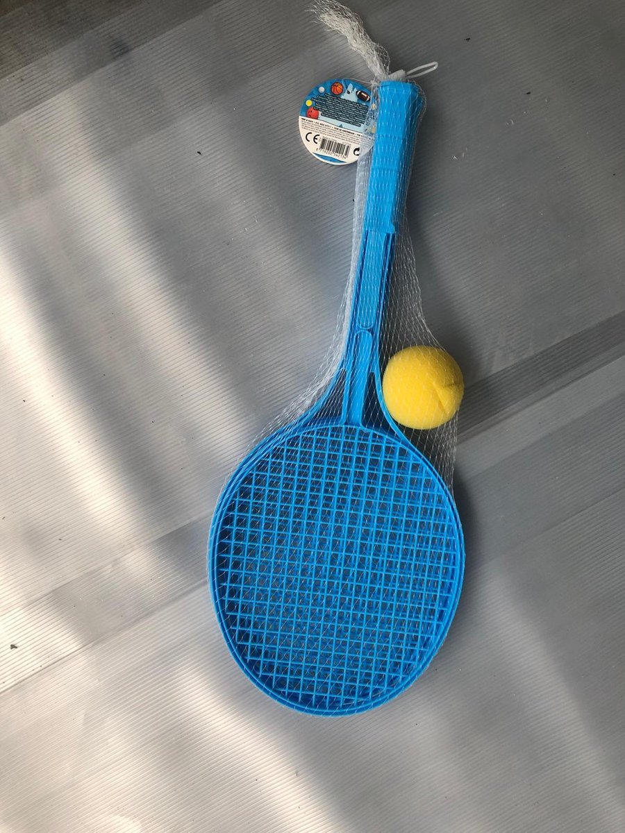 Kunsstof tennisset met bal - blauw