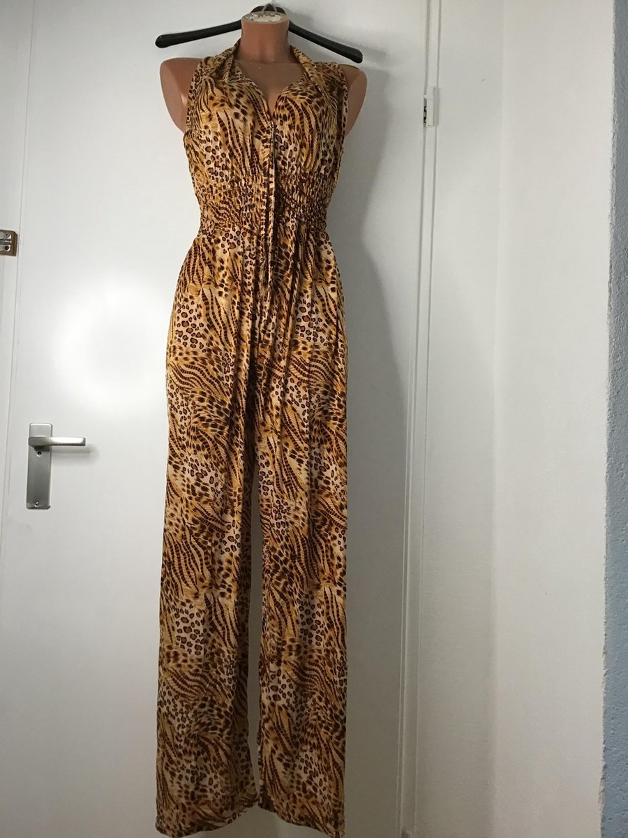 Dames Jumpsuit Met Panter Print - Franse Mode - Lente/ Zomer - Elegante Vrolijke Vrouwen Jumpsui - Kleur Panter Print - Maat One Size 36/40