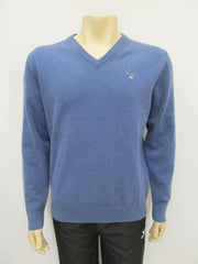 Gant superfine lambswool v neck stone blue 86212489