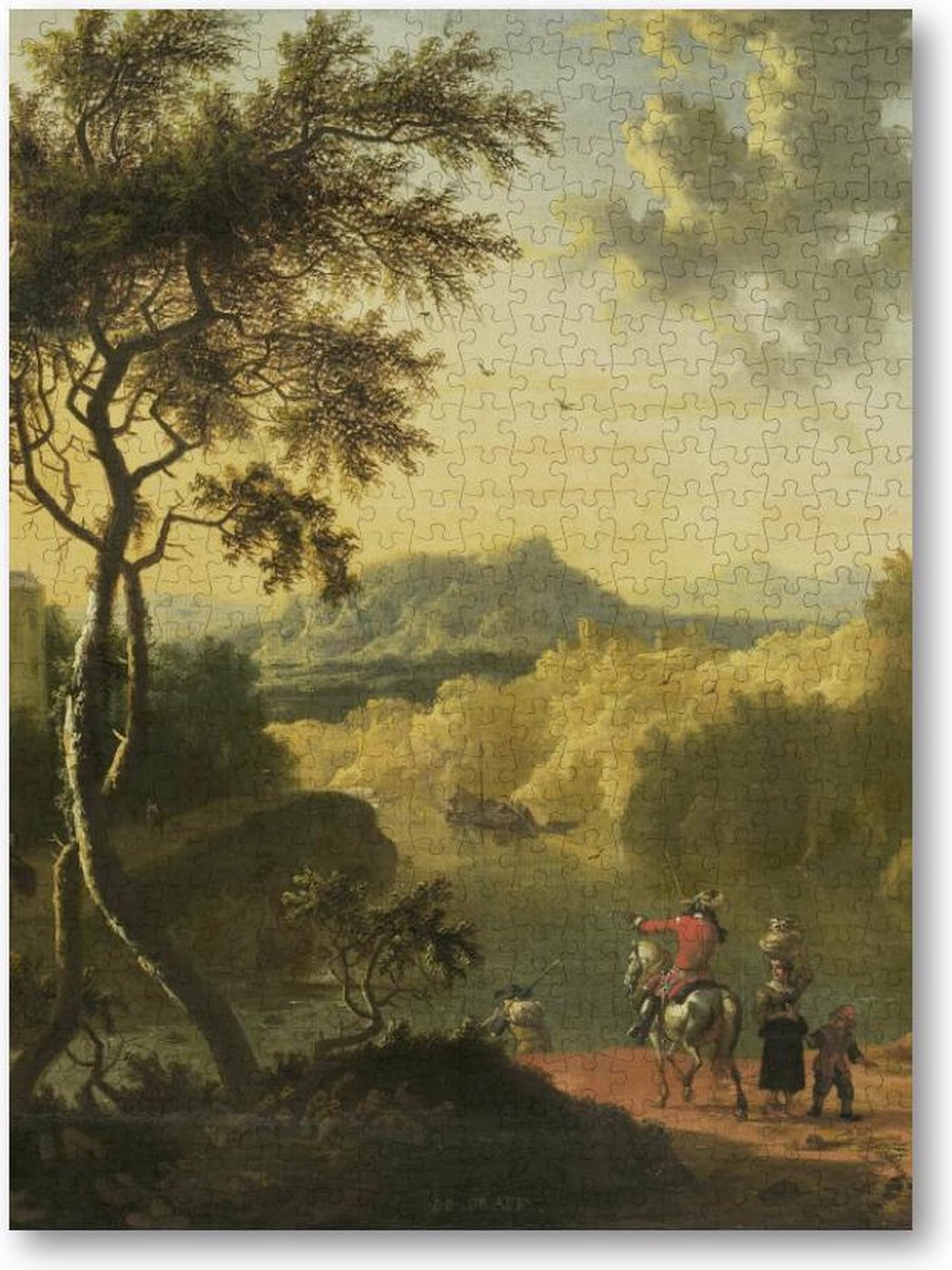 Italiaans landschap met reizigers - 500 Stukjes puzzel voor volwassenen - Timotheus de Graef - Meesterwerken