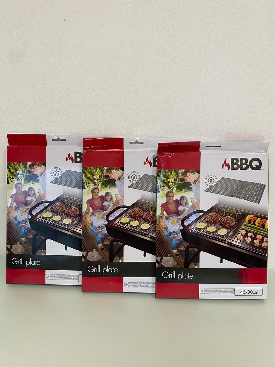 BBQ: Grillplaten voor op de barbecue - 3 stuks (46 x 30 cm)