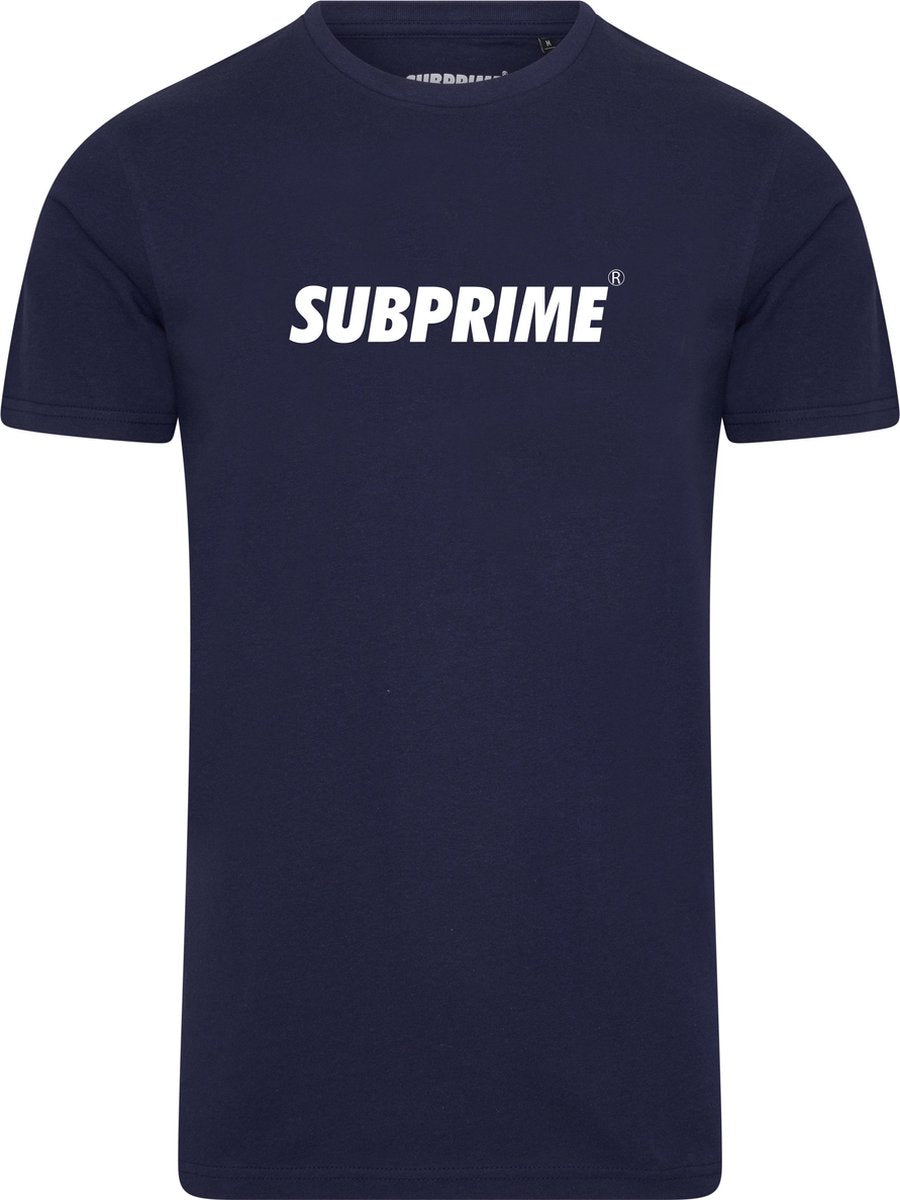 Subprime - Heren Tee SS Shirt Basic Navy - Blauw - Maat L