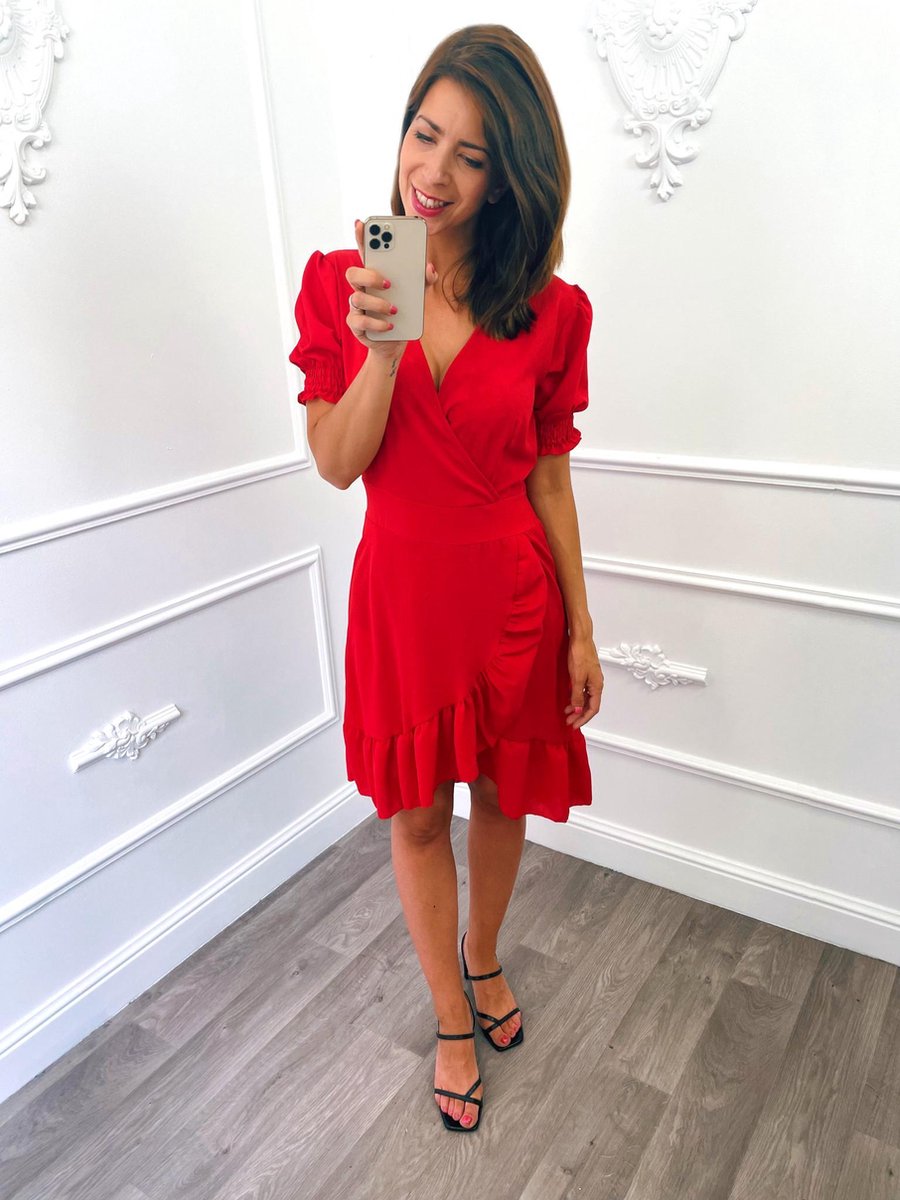 Pofmouw Ruffel Dress Rood