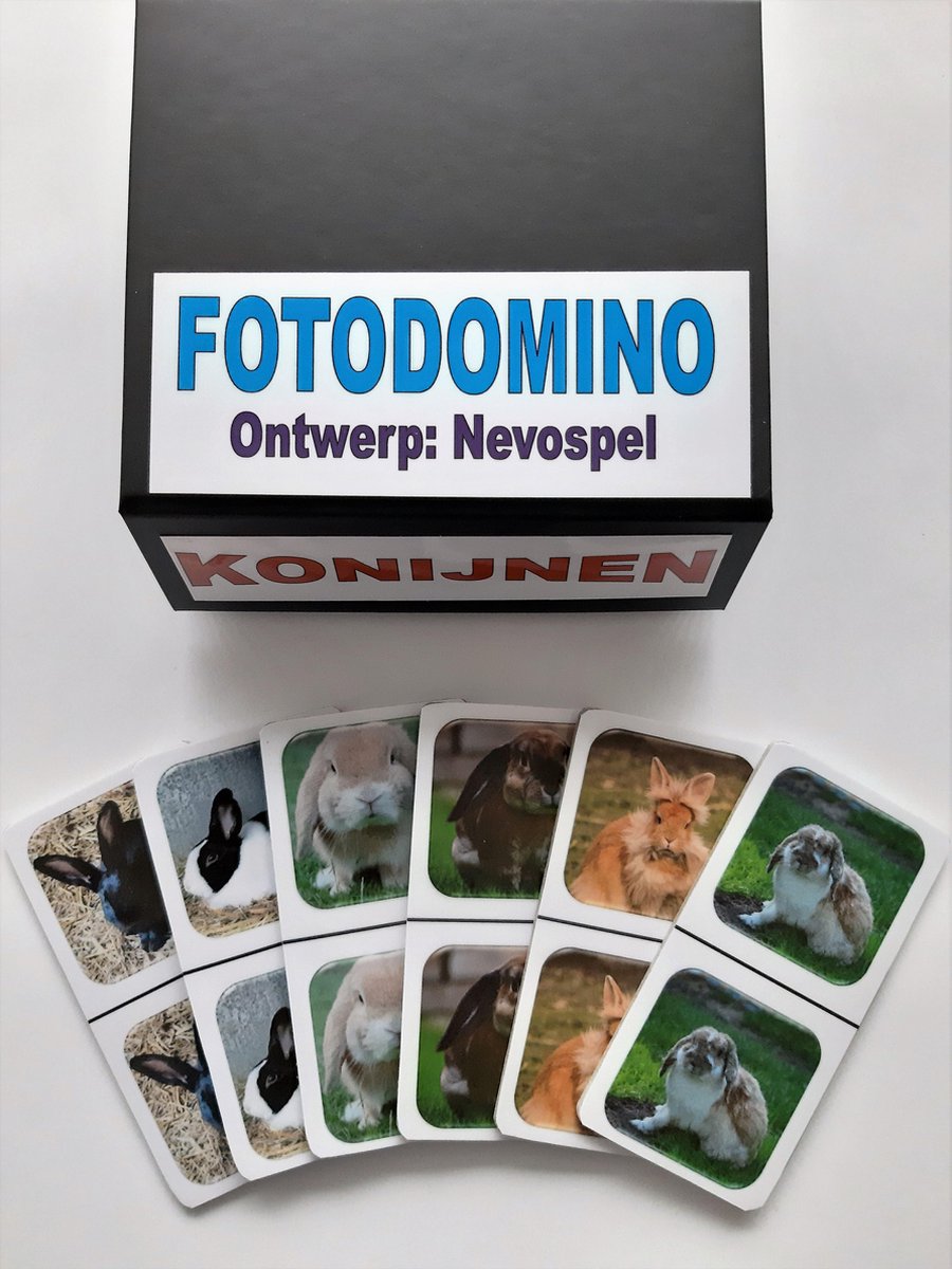 Denkspel voor mensen met dementie FotoDomino Konijnen