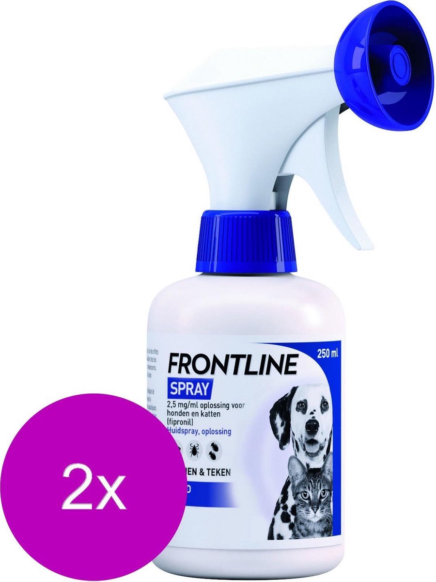 Frontline Spray Hond/Kat - Anti vlooien en tekenmiddel - 2 x 250 ml