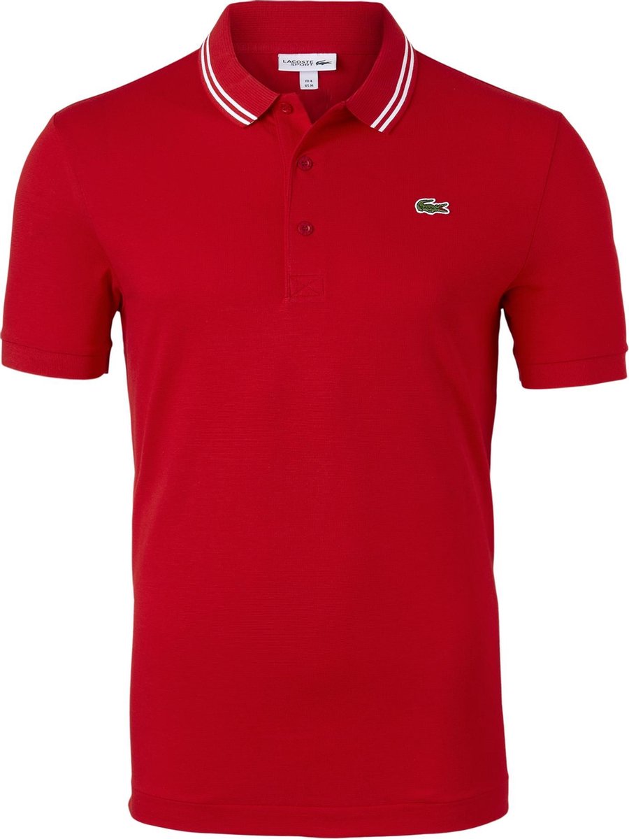 Lacoste Sport polo Slim Fit - super light knit - rood met wit -  Maat: 4XL