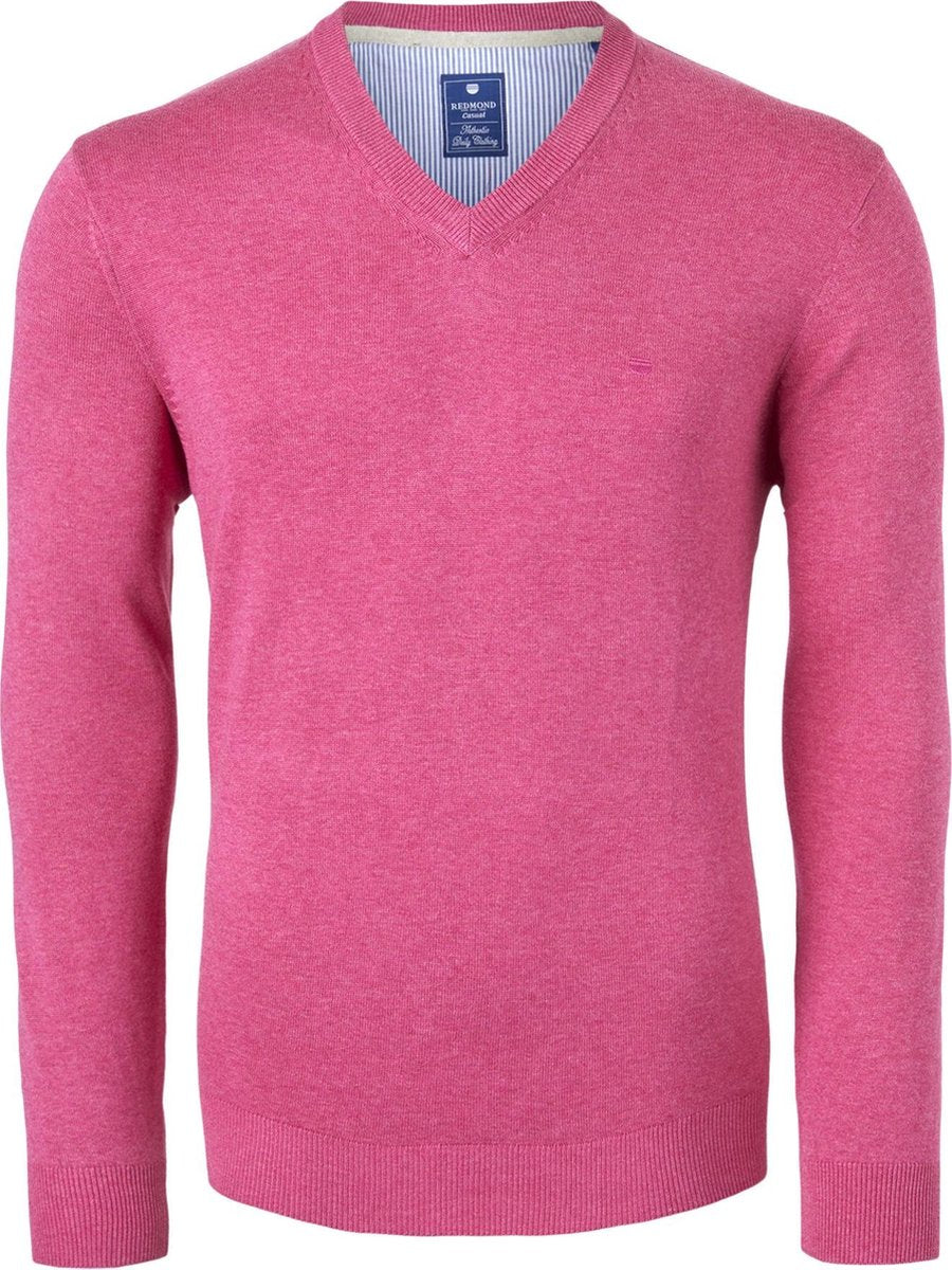 Redmond heren trui katoen V-hals - roze -  Maat: 3XL