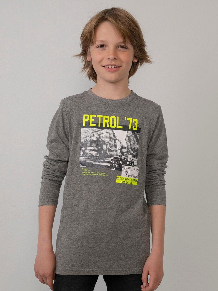 Petrol Industries - Jongens Petrol print T-shirt - Zwart - Maat 104