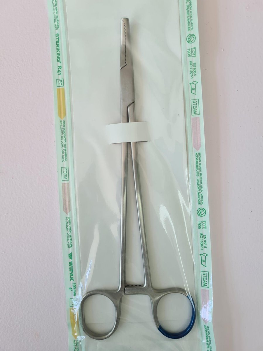Belux Surgical / Wertheim Hysterectomy Klem met tand 1x2 Gesteriliseerd Kleurcodering / RVS / Herbruikbaar 22.5cm
