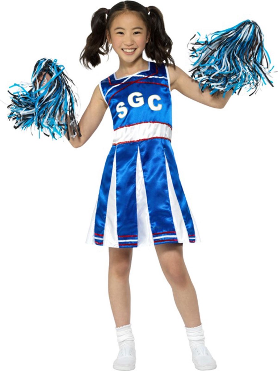 Blauw en wit cheerleader kostuum voor meisjes - Verkleedkleding