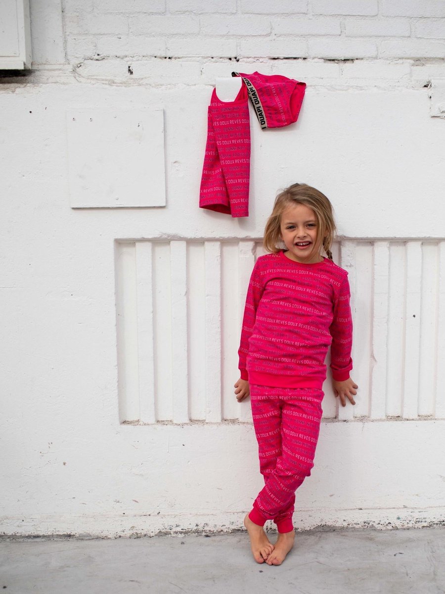 Quapi baby meisjes pyjama Puck Hot Pink tekst