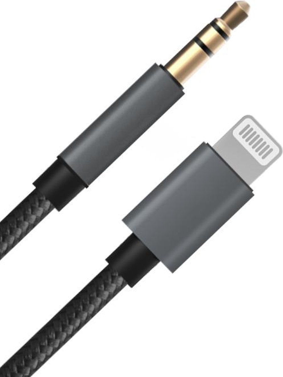 Lightning naar Jack 3.5mm Aux - Audio kabel - Geschikt voor Apple iPhone - 1 Meter - 1 Jaar Garantie - Zwart