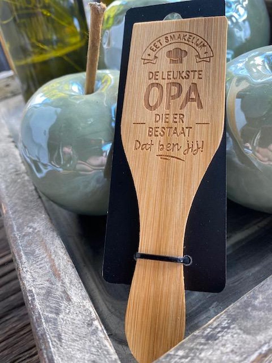 Gourmetspatel / gourmet / Tekst op hout; De leukste opa die er bestaat Dat ben jij! / vriendschap / vaderdag / moederdag / cadeau / verjaardag / gourmetten