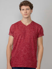 Petrol Industries - Heren Gemêleerd T-shirt met v-hals  - Rood - Maat XXL